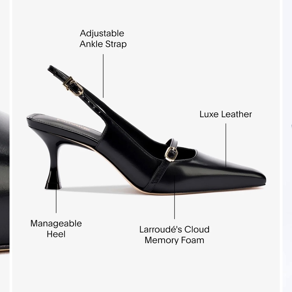 LARROUDE BLACK LEATHER INES PUMP - Picture 10 of 11